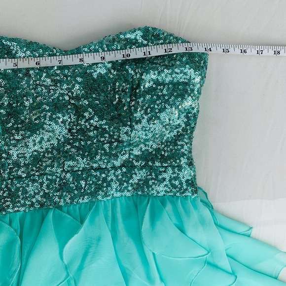 WINDSOR Sequin Bodice Strapless Ruffle Mini Dress - Picture 4 of 8
